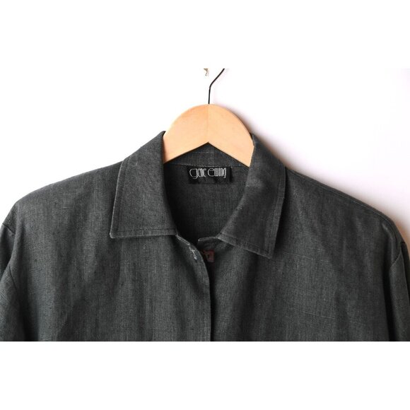 Vintage Gene Ewing 100% Linen Black Textured Light-Weight Jacket - Picture 2 of 10
